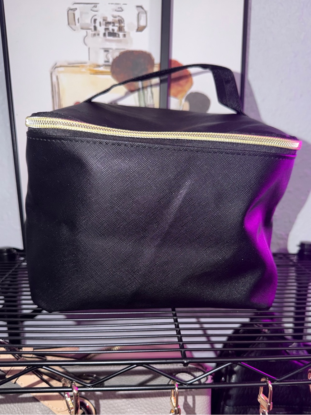 Travel Cosmetic Bag with Gold Zipper